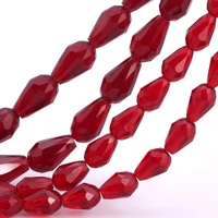 olingart 11mm15mm 50pcs waterdrop faceted austrian crystal beads wine pomegranate red color glass bead for jewelry making