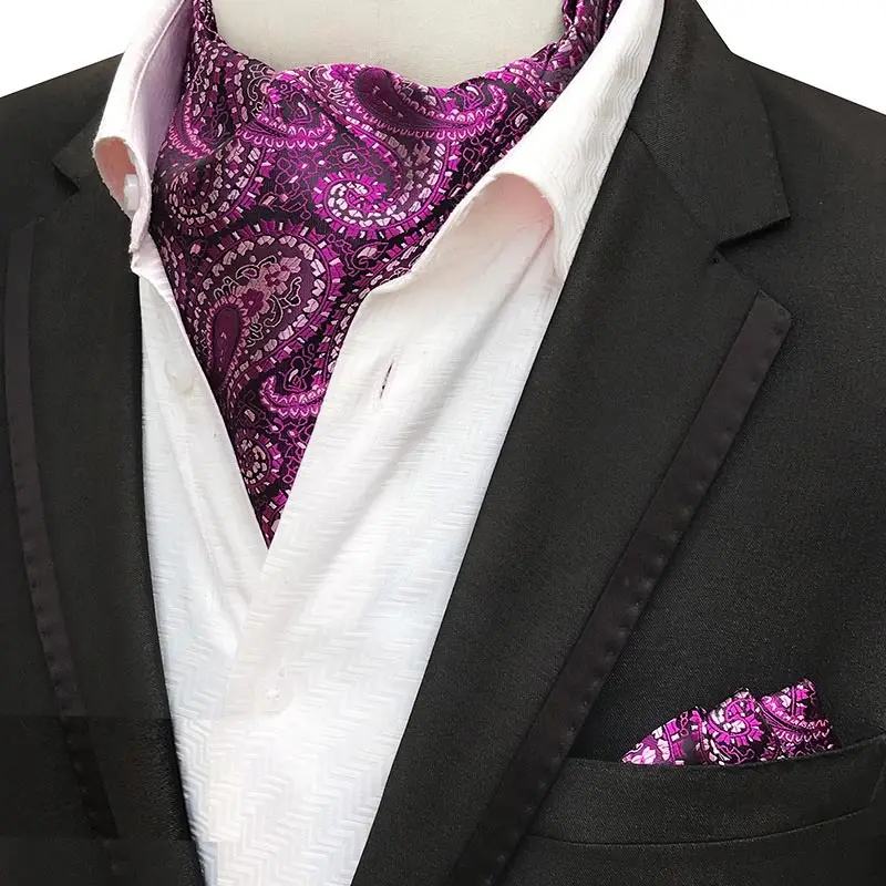 Style 14 Роскошные мужские Галстук Набор Шелковый Пейсли Цветочный Жаккард Ascot наборы шейных платков карман квадратный для Бизнес Свадебная вечеринка - Цвет: Style 14