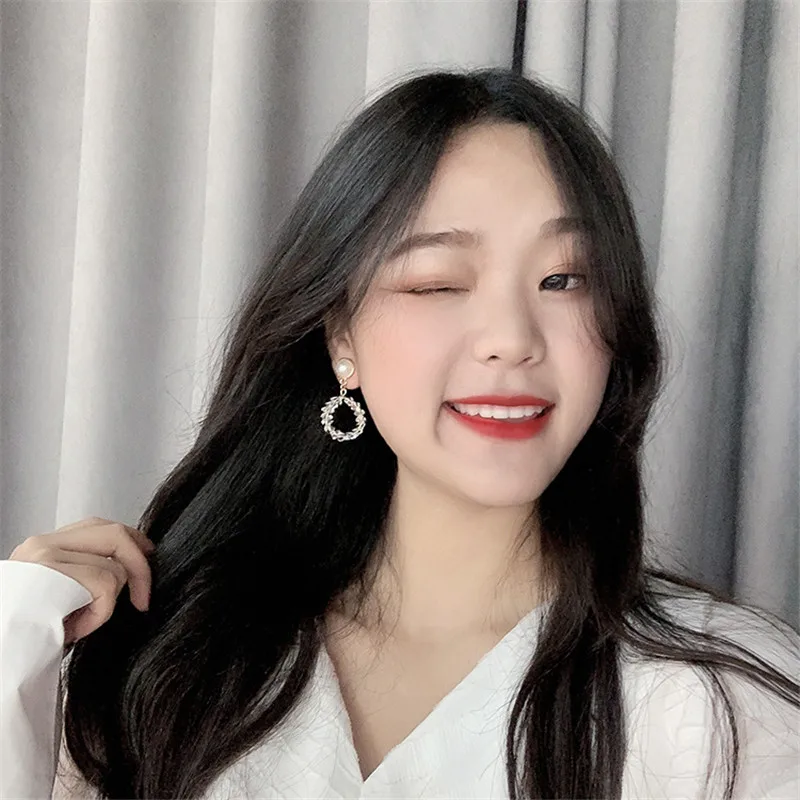 FYUAN модные круглые геометрические Висячие серьги для женщин Bijoux Розовый Белый