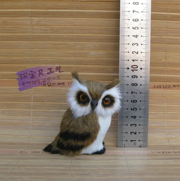 

mini cute simulation owl toy polyethylene&fur left owl model gift about 8x6x10cm 0862