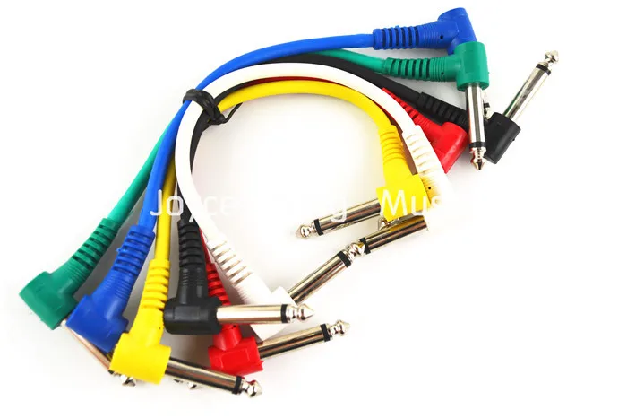 

Niko 6 Pack Colorful Electric Guitar Cables 8'' 1/4 Right Angle Effect Pedal Patch Cord Free Shipping Wholesales