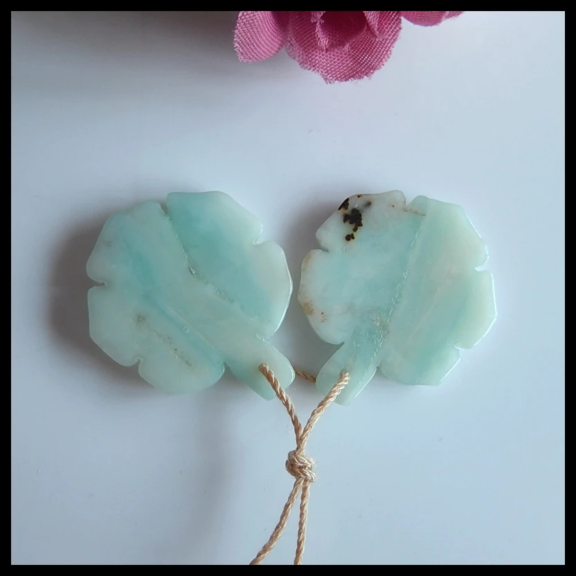 

Semiprecious stone jewelry Carved Flower Amazonite fashion women Earring,28x23x3mm,5.4g