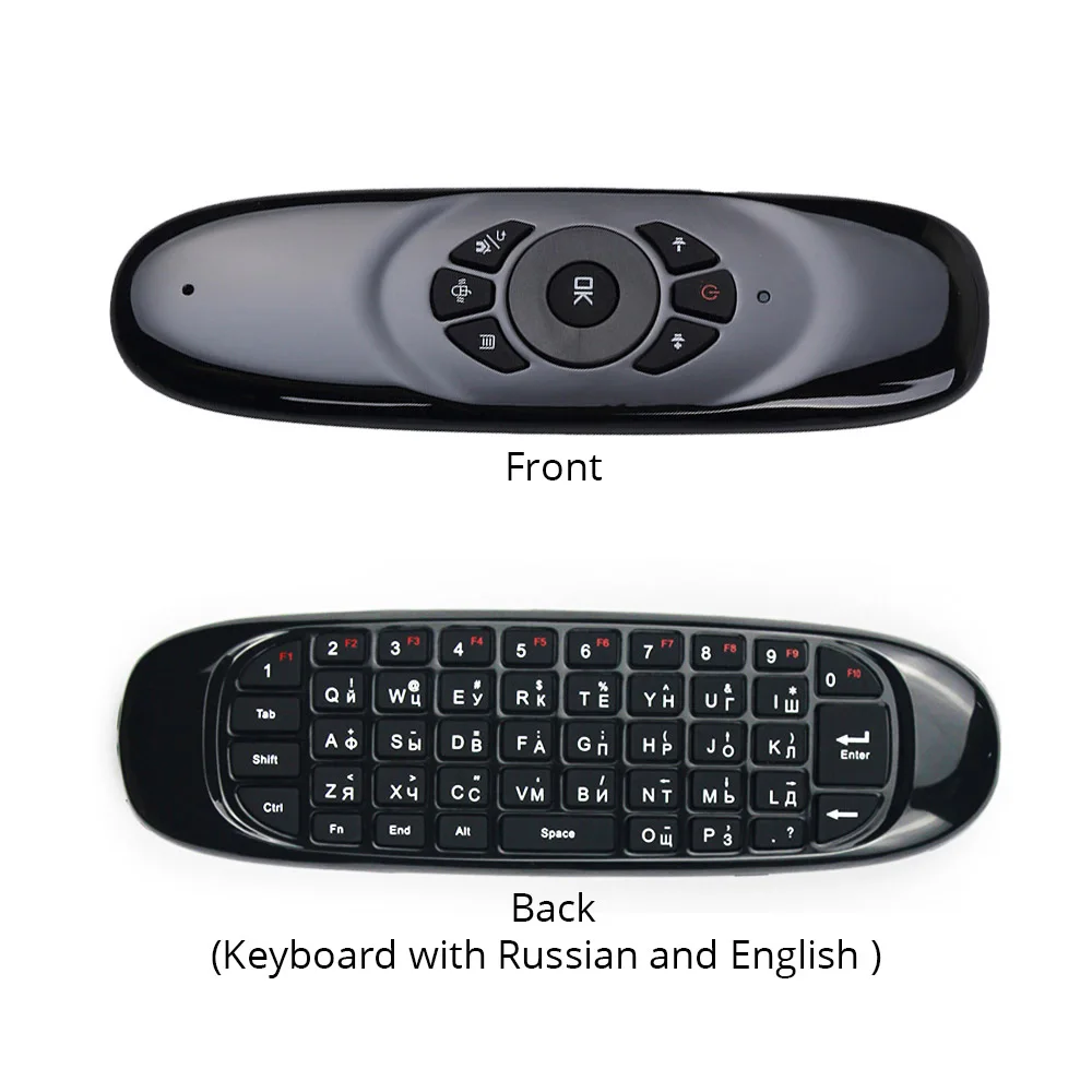 Air mouse with RU EN Беспроводная игровая клавиатура Fly для воздушной мыши, перезаряжаемая 2,4 ГГц, универсальный Смарт-пульт дистанционного управления для BYINTEK Android, проектор ПК - Цвет: Air mouse with RU EN