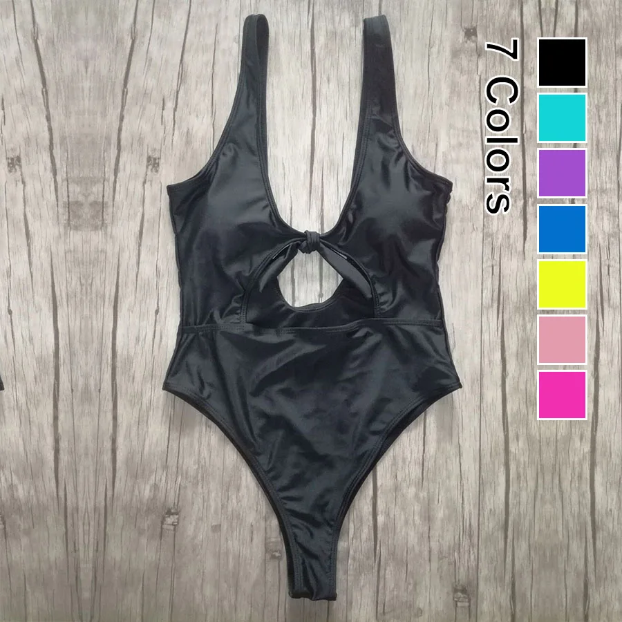 Сексуальный цельный купальник с v образным вырезом женский 2018 купальники