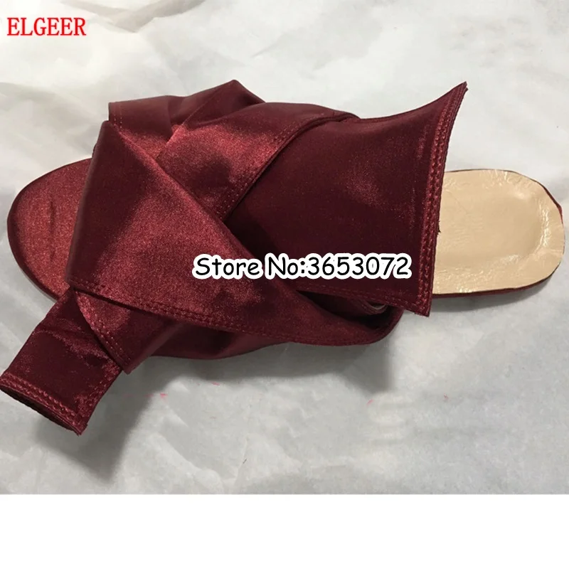 Шлепанцы женские с открытым носком открытый носок бант полосатые шелковые