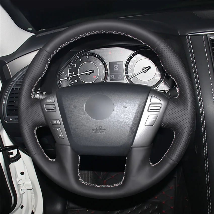 MEWANT черный чехол на руль из натуральной кожи для Nissan Armada Titan NV Cargo paspassenger Infiniti QX56 QX80