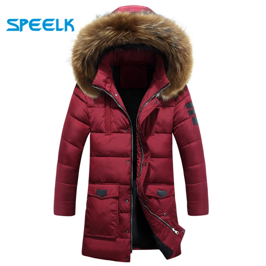 Winter Jackets Parka Men Windbreaker Large Fur Collar Coat Mens Mid-long Thickening Jacket Male Autumn Winter Warm Outwear