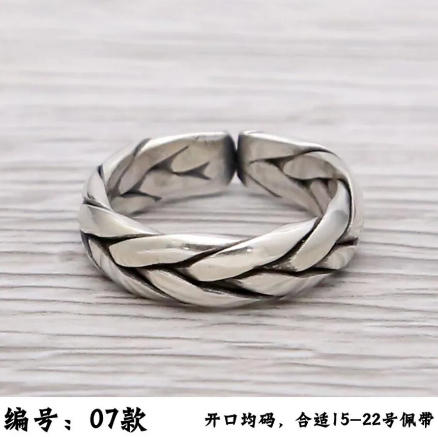 07 Style Кольцо чиангмаи, чистое серебро 925 пробы, модное ювелирное изделие для мужчин и женщин, горячая Распродажа, пара, пеньковая веревка, регулируемое кольцо ZR2 - Цвет основного камня: 07 Style