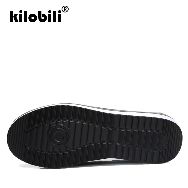 Kilobili 2019 Весна Женские туфли лодочки обувь кроссовки на танкетке кожаные