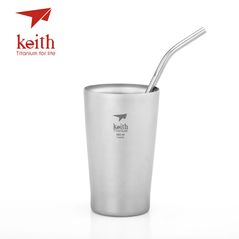 Питьевая соломка Keith из титана с 1 чистой щеткой изгиб и прямые Семейные соломинки
