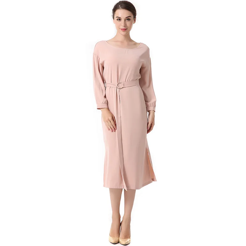 Женское офисное платье La MaxZa однотонные платья до середины икры с рукавом летучая