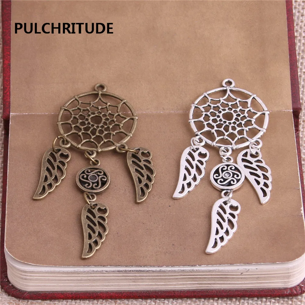PULCHRITUDE 5 шт./лот металлическая Античная бронза серебро перо Ловец снов сердце