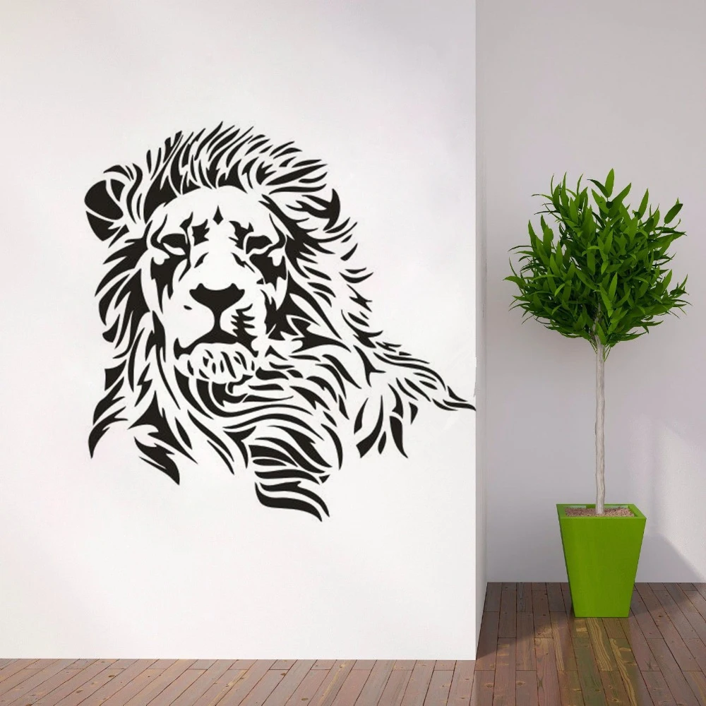 Виниловые наклейки на стену с силуэтом льва съемные обои для домашнего декора в