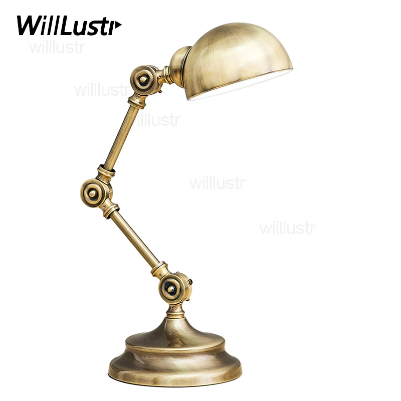

Modern robot table lamp metal lampshade mechanical desk reading light bedside study room bedroom lamp bronze Russian rose gold