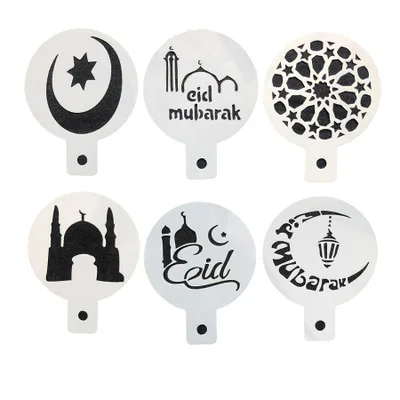 A 6 шт./компл. Звезда Луна EID трафареты для кофе мечеть Cookie ИД Мубарак Рамадан украшения торта инструменты Мубарак мусульманских вечерние поставки - Цвет: A