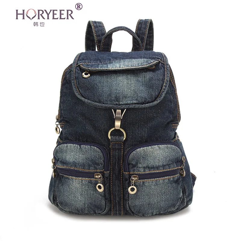 HORYEER kanken backpack classic school bag jeans Women denim backpacks for teenage girls mochila escolar menina sac | Багаж и сумки