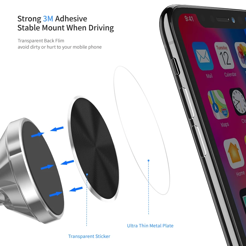 floveme metal plate magnetic disk for car phone holder magnet iron for car mount phone holder stand sticker accessories free global shipping