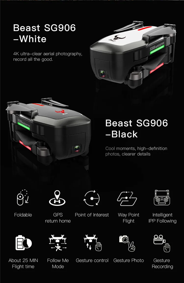 SG906 gps 5G wifi FPV RC Дрон 4K бесщеточный селфи Дрон с камерой HD RC Квадрокоптер складной Дрон VS Visuo XS816 F11 Дрон