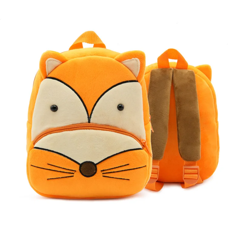 Детский Школьный рюкзак с рисунком лисы, удобный мягкий плюшевый материал для малышей, младенцев, детских садов, сумка для закусок