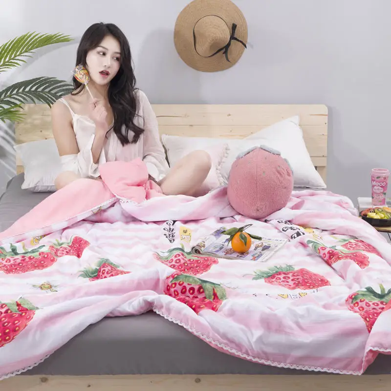 Leaf Pattern Soft Skin-friendly Summer Duvet Washed Cotton Thin Quilt Children Adults Duvet Pillowcase Wholesale(200x230cm