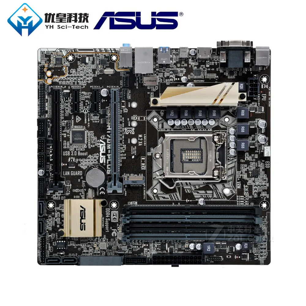 Asus H170M-PLUS Intel H170 оригинальная б/у настольная материнская плата LGA 1151Core i7/i5/i3/Pentium/Celeron DDR4 64G Micro ATX