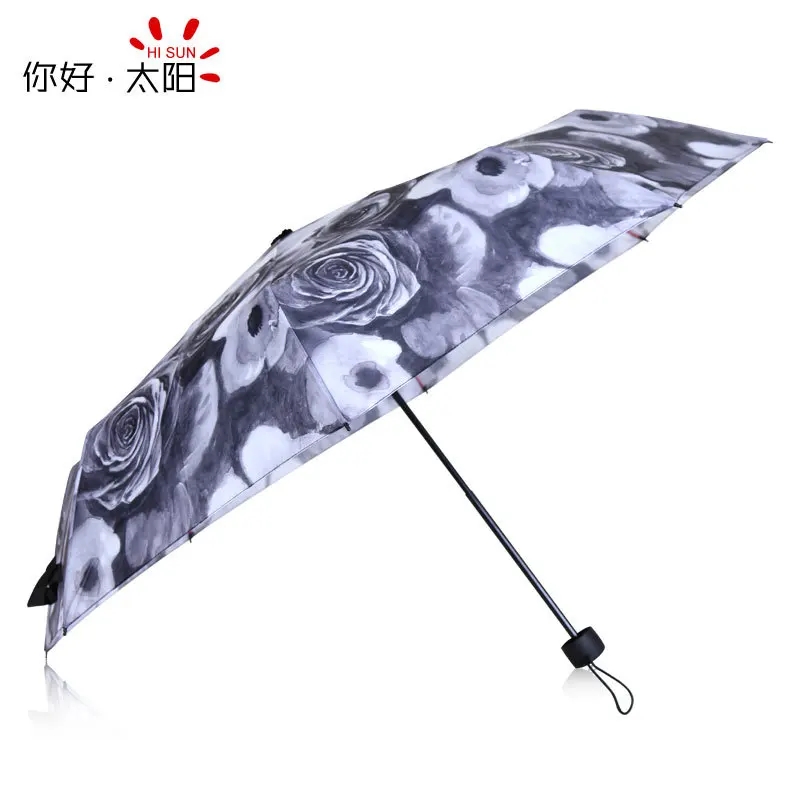 new plain coloured roses fiber ultralight creative personality plum blossom Oil Painting Romantic Folding uv Sun Rain Umbrella | Дом и сад