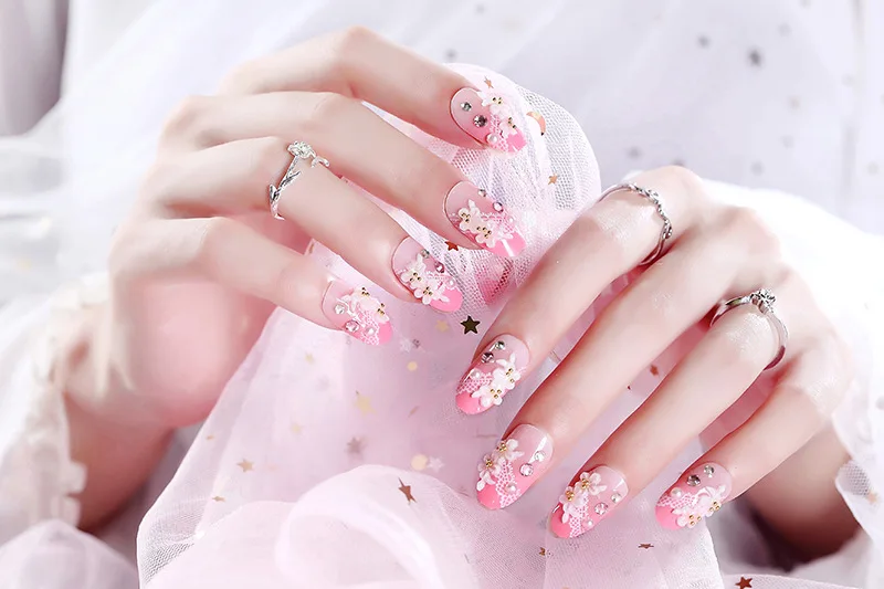 24pcs Glue Sticker Red Curved Sliver False Nails Long Square Full Artificial Star Designs Fake Nail Tips# | Красота и здоровье