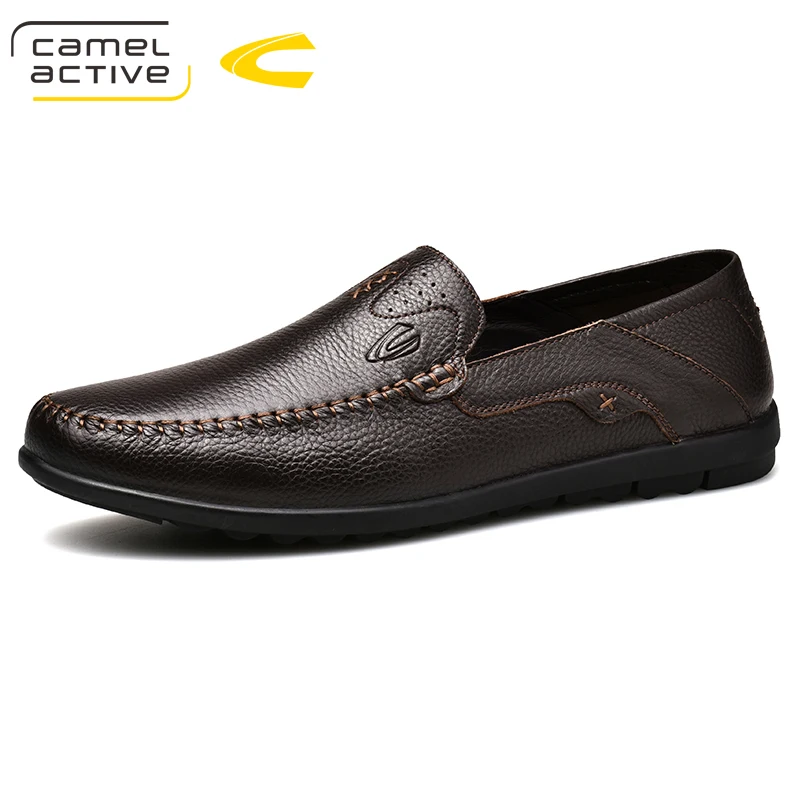 Camel Active 2018 Brand New Luxury Men Brown Loafers Patchwork Of Genuine Leather Casual Shoes Round Toe Slip On Dress | Обувь