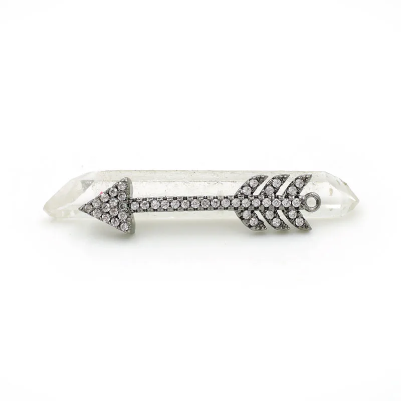 33*8*3 мм Micro Pave Clear CZ Arrow Charm соединитель подходит для мужчин и женщин, делая браслеты ювелирные изделия - Окраска металла: Black