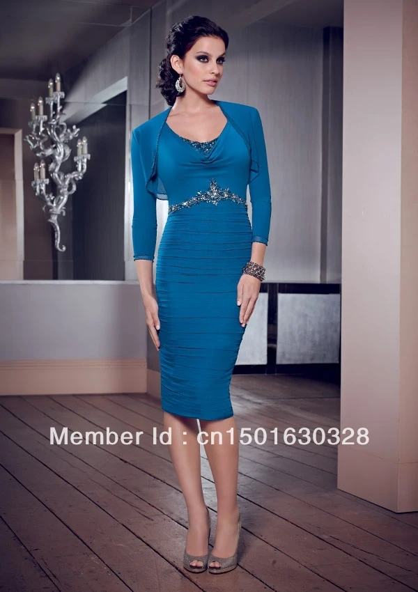 2014 On Sale Sheath Knee-length Evening Dress with Beadedbelt Mother of the Bride Special Occasions | Свадьбы и торжества