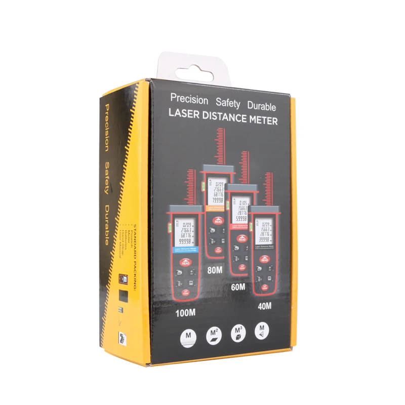 60M Laser Distance Meter 192ft Digital LCD Rangefinder Range Finder With Level Bubble Area Volume Tape Measure Tools | Инструменты