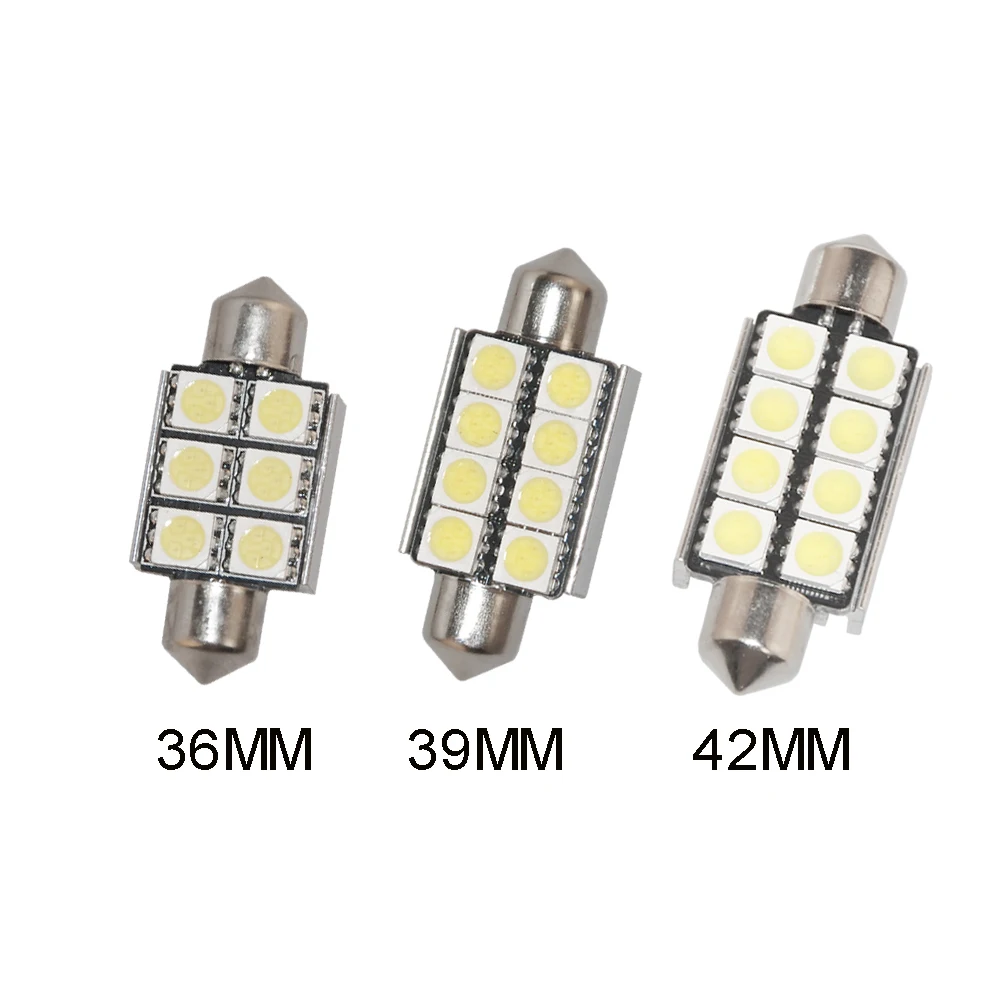 2 шт. 36 мм 39 42 Canbus Ошибка Купол гирлянда 6SMD 8SMD 5050 светодиодный источник света для