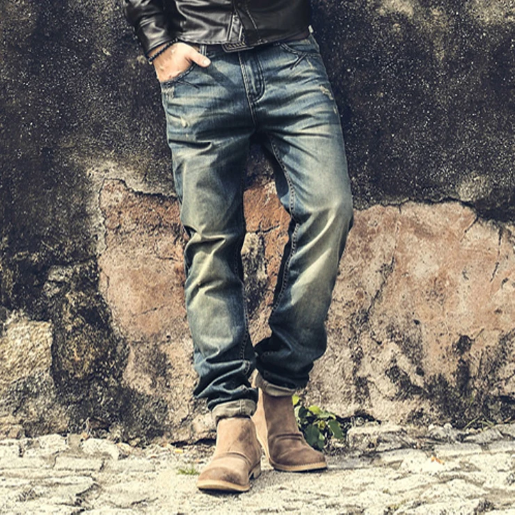 Модные Винтаж Для мужчин s Рваные джинсы Штаны Slim Fit Проблемные хип хоп Denim Новая