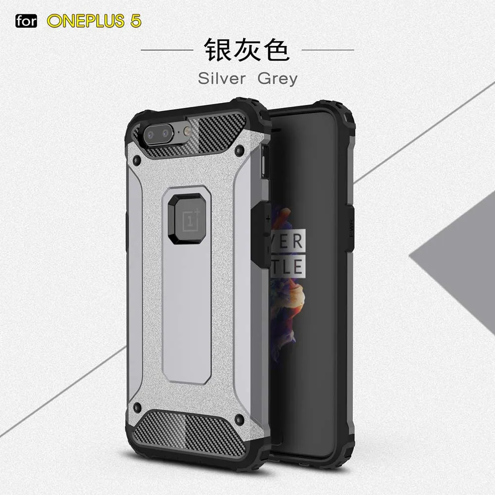 Противоударный чехол-броня Coque 5.5For Oneplus 5 Чехол для Oneplus One Plus 5 Oneplus5 A5000 телефона чехол-лента на заднюю панель - Цвет: Silver Grey