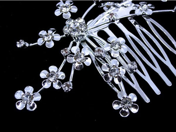 TREAZY Crystal Wedding Bridal Jewelry Plum Blossom Hair Comb Tiara Crown Silver Color Baby Princess Accessories | Украшения и