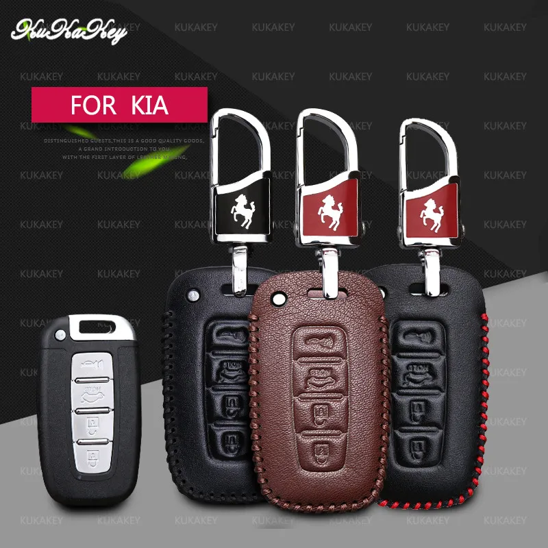 

KUKAKEY Leather Car Key Protection Case Cover For Hyundai Elantra Sonata Tucson Verna I30 IX45 Car Skin Shell Bag Accessories