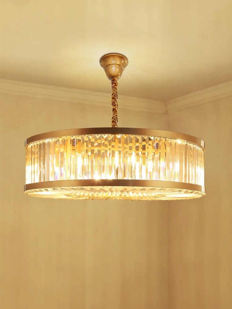 Большая круглая хрустальная люстра для гостиной отеля Современная Золотая