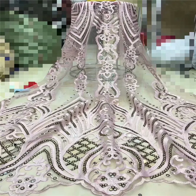 2019 High Quality African Lace Fabric French Tulle Net Embroidery Sequins For Nigerian Party Dresses dp65-1556 | Дом и сад