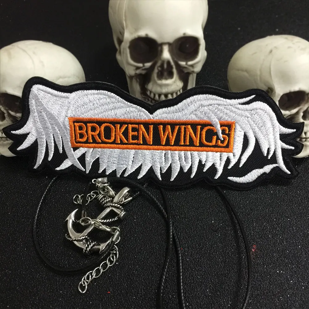 Вышитая мотоциклетная нашивка Сломанные крылья для жилета|biker patches|embroidery motorcycle
