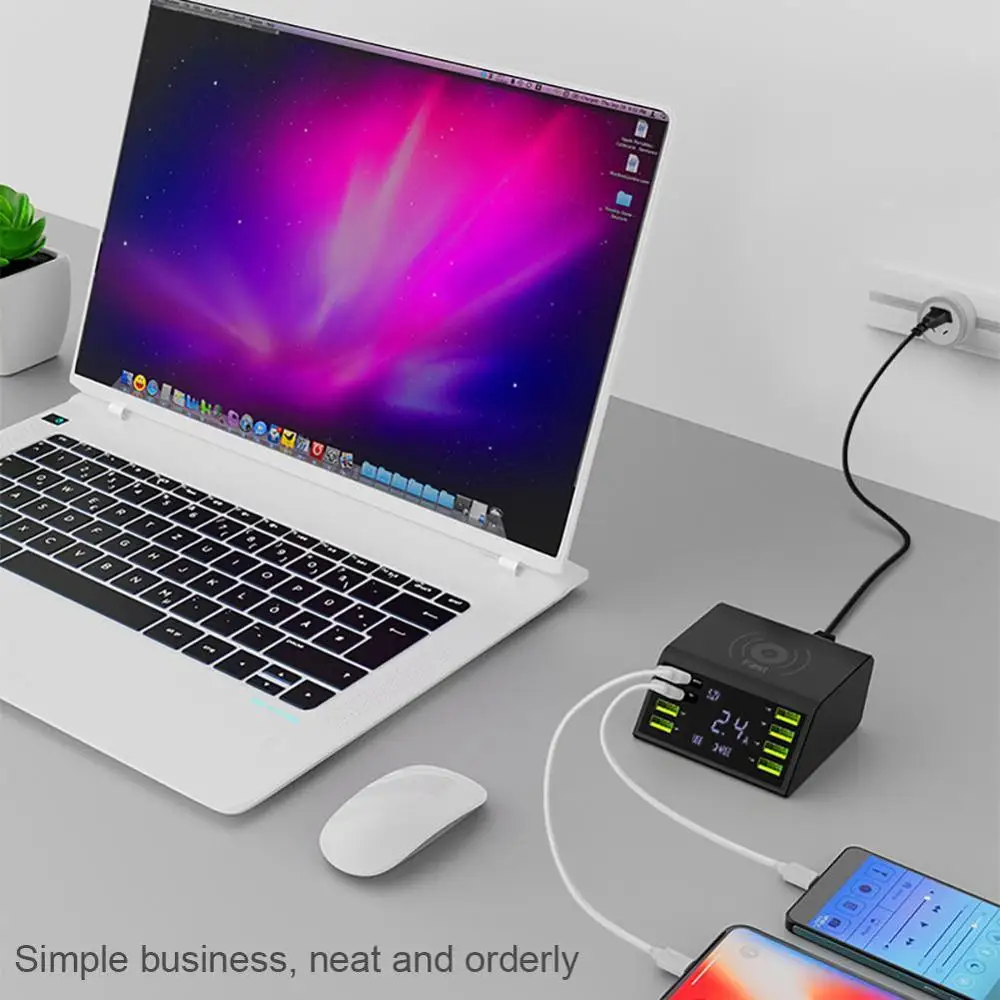 8 портов USB зарядное устройство 60 Вт Портативная Настольная умная зарядная