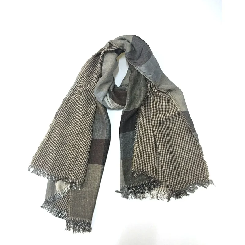 2017 уютный теплый длинный мягкий мужской шарф из хлопка с кисточками двойные