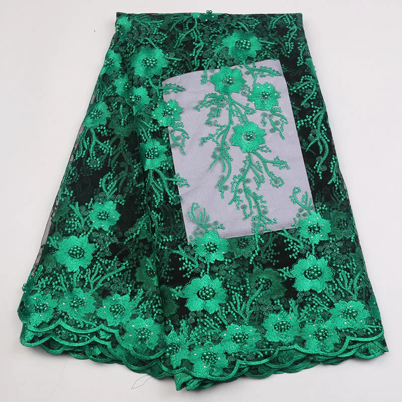 Зеленый кружева 5 ярдов части африканского организация ткань из французского