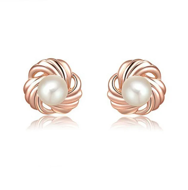 

NEW Fashion Jewelry Gold Simulated Pearls Stud Earrings For Women Party Wedding gifts Free shipping