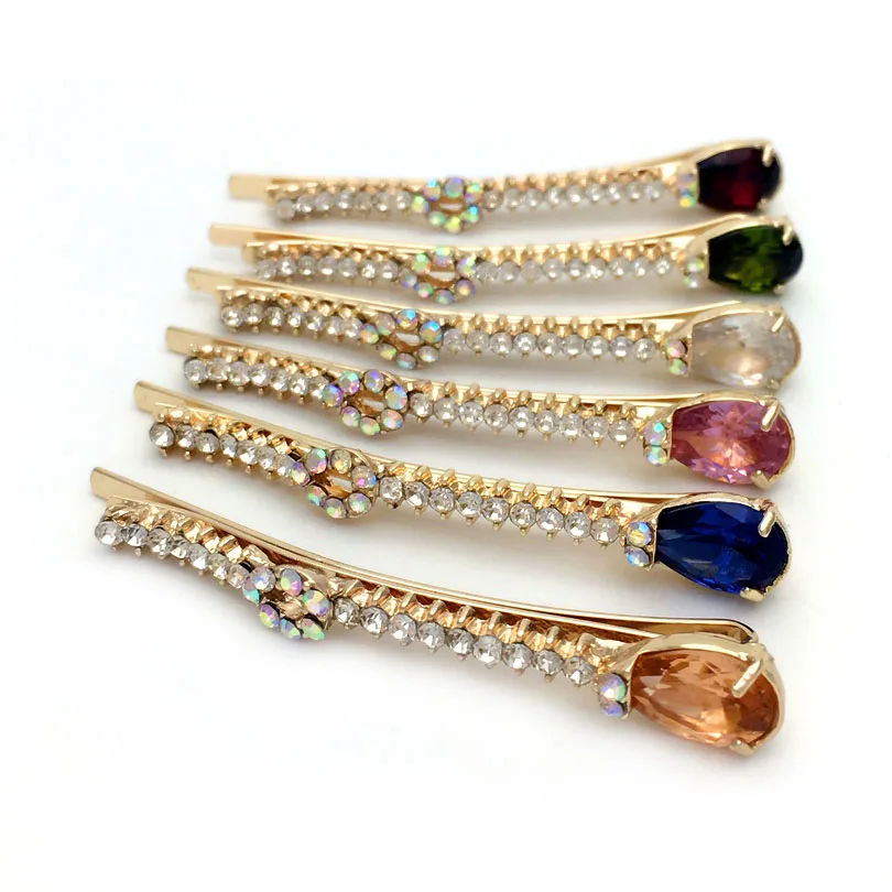 6 шт. микс овальные циркониевые заколки для волос аксессуары эллипс Кристалл