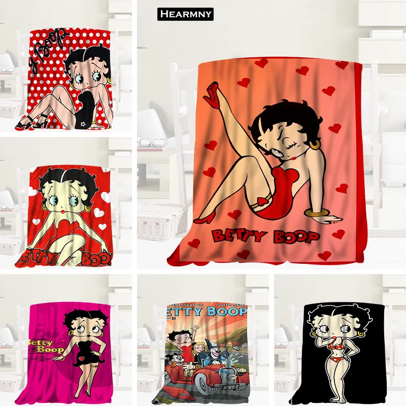 Economici Custom Betty Boop Coperta Di Tessuto Di Flanella 120X160 Cm, 150X180 Cm, 175X200cm Divano Letto Coperte E Plaid Coperta Adulto Coperta Calda