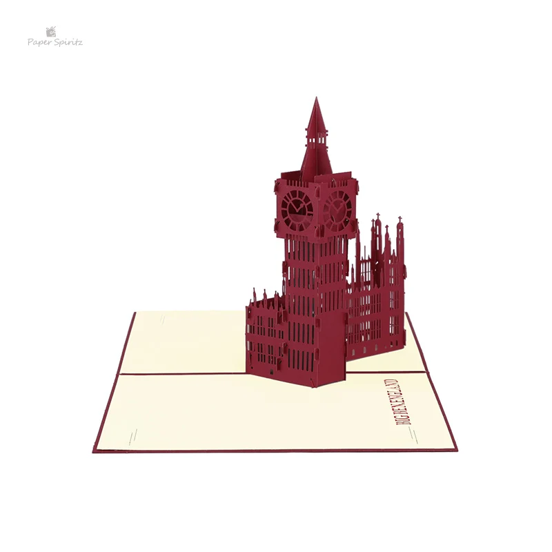 Красный Лондонский мост ручной работы лазерная резка карты оптом 3D всплывающие пользовательские поздравительные открытки на день рождения подарочные открытки