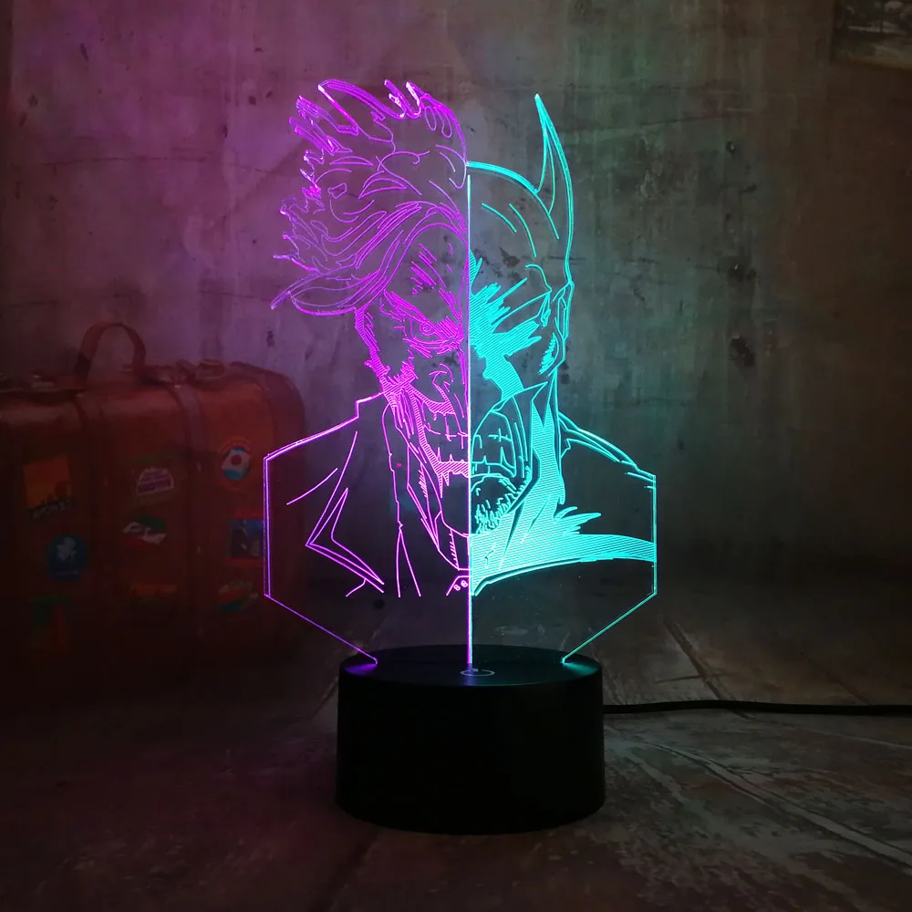 Прохладный комиксов DC Бэтмен и клоун 3D светодиодный RGB ночной Светильник