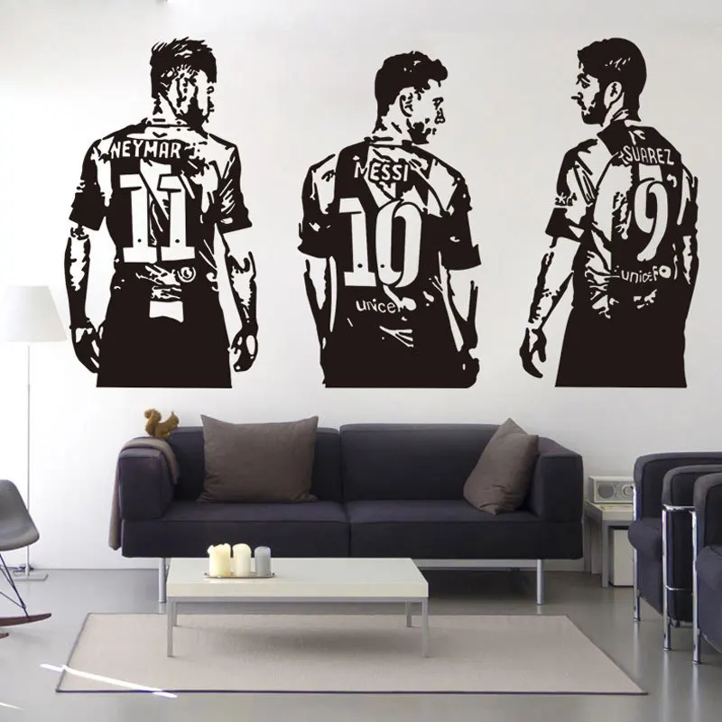 Водонепроницаемая Настенная Наклейка Messi Suarez Neymar ПВХ MSN Футбольная звезда 1 10 шт.