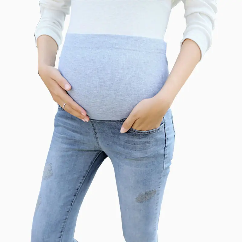 Осенние тонкие стильные джинсы для беременных узкие мягкие брюки Новые Брюки с