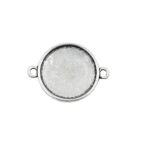 

50pcs/lot Alloy Antique Silver Cameo/Glass/Cabochon Frame bezel Settings, Single sided Charm with double Ring fit 18mm K04007